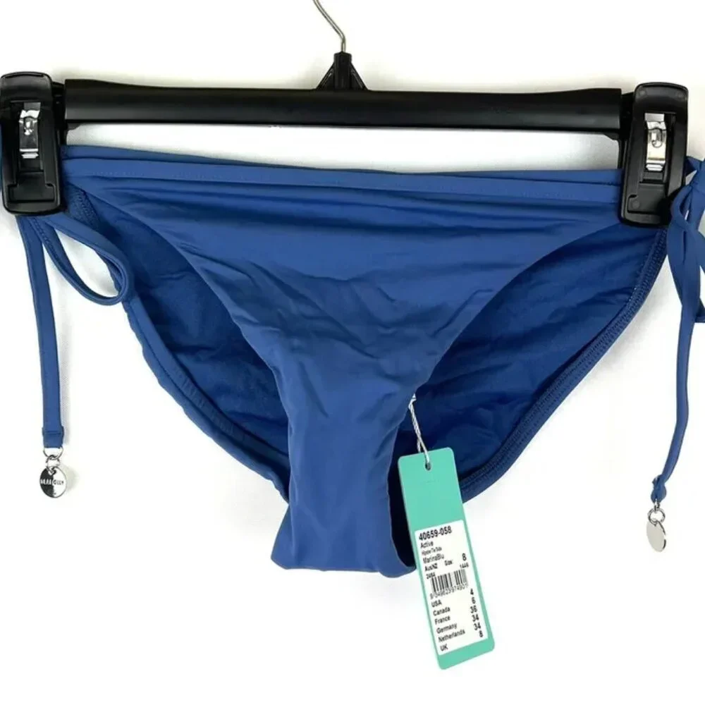 Seafolly Women’s Blue Side Tie Hipster Bikini Bottom Size 4